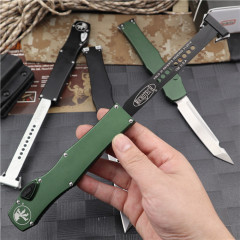 Microtech Customs 150-10 Halo VI OTF AUTO Knife 4.17" Elmax Blade, Aluminum Alloy Handles