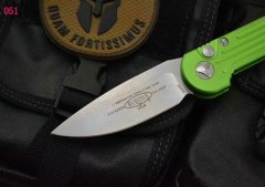 Microtech LUDT  AUTO Folding Knife 3.14" Elmax Stonewashed Plain Blade, Aviation Aluminum Handles
