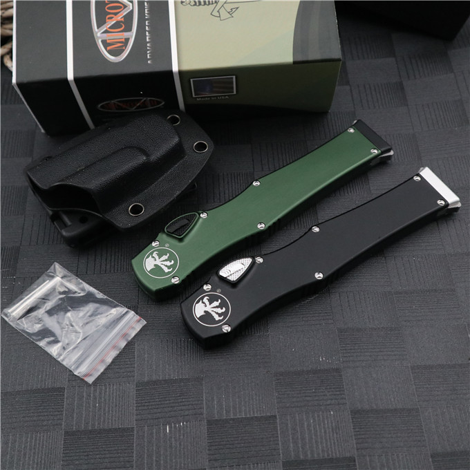 Microtech Customs Mafione 150-10 Halo VI OTF AUTO Knife 4.17" Elmax Blade, Aluminum Alloy Handles