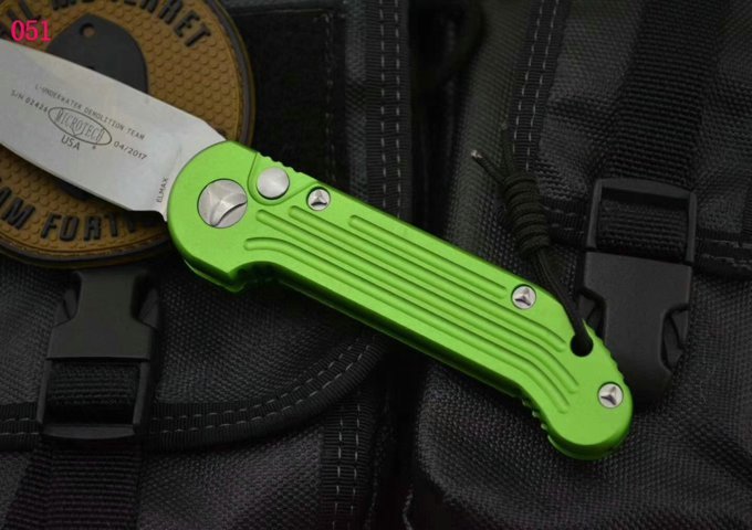 Microtech LUDT  AUTO Folding Knife 3.14" Elmax Stonewashed Plain Blade, Aviation Aluminum Handles