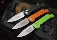 Microtech LUDT  AUTO Folding Knife 3.14" Elmax Stonewashed Plain Blade, Aviation Aluminum Handles