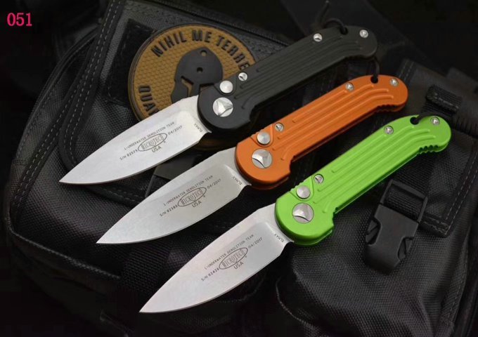 Microtech LUDT  AUTO Folding Knife 3.14" Elmax Stonewashed Plain Blade, Aviation Aluminum Handles