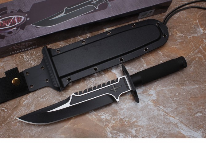 Microtech Marfione Interceptor Fixed Blade Knife 9.21" 7Cr15 Plain Blade, Alloy Handles