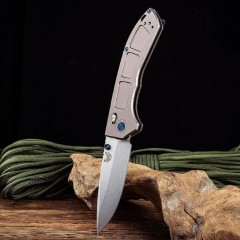 Benchmade 748 Narrows AXIS Folding Knife 3.14" M390 Satin Drop Point Blade, Gray Titanium Handles