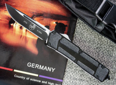 Microtech Scarab D/E OTF AUTO Knife 3.54" 440C Blade, Black Aluminum Alloy Handles