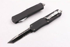 Microtech Combat Troodon A07 AUTO OTF Knife 3.54" 440 Serrated Dagger Blade, Zinc Aluminum Alloy Handles