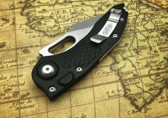 Microtech Borka Blades AUTO Stitch 3.03" M390 Stonewashed Blade, Black Aviation Aluminum Handles