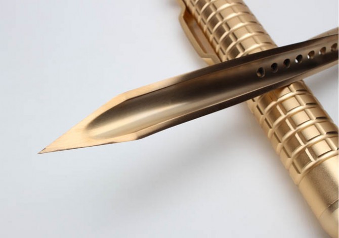 Microtech Gold Jagdkommando Fixed Blade Knife 7.87" T6 Plain Blade, Aviation Aluminum Handles