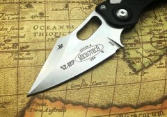 Microtech Borka Blades AUTO Stitch 3.03" M390 Stonewashed Blade, Black Aviation Aluminum Handles