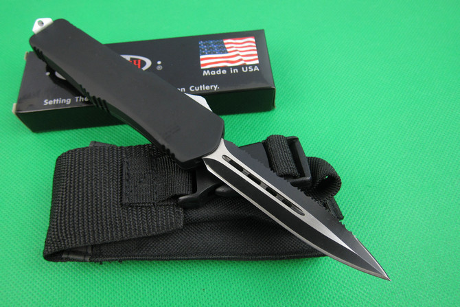 Microtech Combat Troodon A07 AUTO OTF Knife 3.54" 440 Serrated Dagger Blade, Zinc Aluminum Alloy Handles