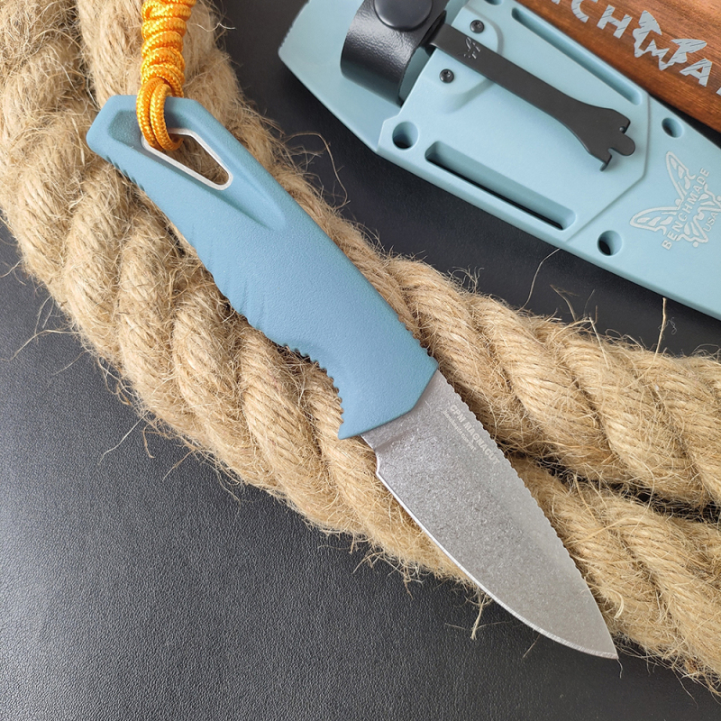 Benchmade Water Intersect 18050 Fixed Blade Knife 2.68" CPM-MagnaCut Drop Point Blade, TPV Blue Handle