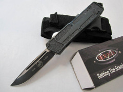 Microtech Scarab D/E OTF AUTO Knife 3.54" 440C Blade, Black Aluminum Alloy Handles