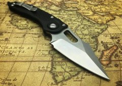 Microtech Borka Blades AUTO Stitch 3.03" M390 Stonewashed Blade, Black Aviation Aluminum Handles