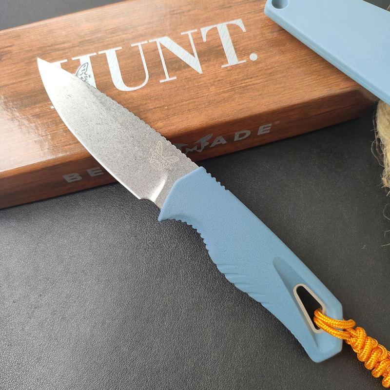 Benchmade Water Intersect 18050 Fixed Blade Knife 2.68" CPM-MagnaCut Drop Point Blade, TPV Blue Handle