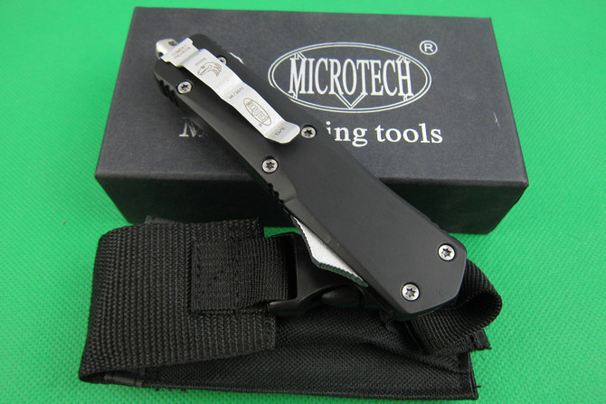 Microtech Combat Troodon A07 AUTO OTF Knife 3.54" 440 Serrated Dagger Blade, Zinc Aluminum Alloy Handles