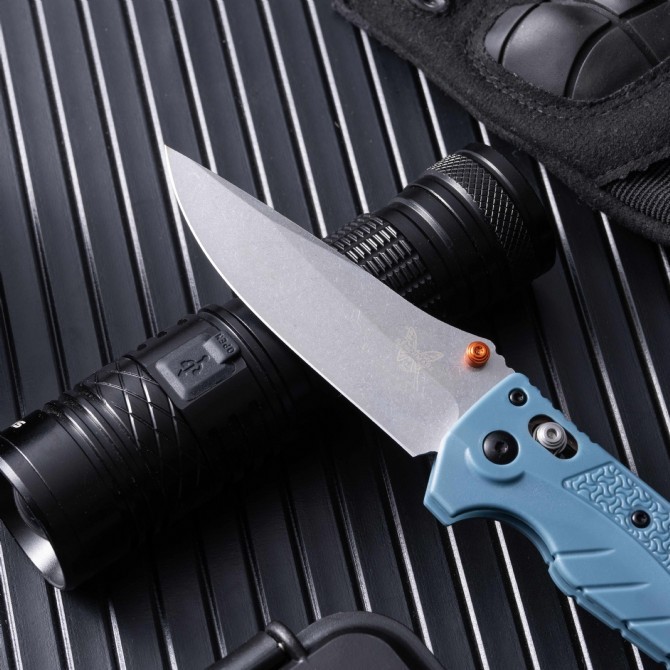 Benchmade Water Adira Folding Knife 3.50" CPM-MagnaCut Stonewashed Drop Point Blade, Grivory Handles - 18060