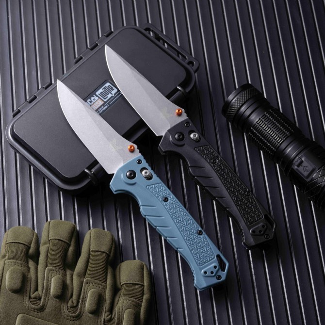 Benchmade Water Adira Folding Knife 3.50" CPM-MagnaCut Stonewashed Drop Point Blade, Grivory Handles - 18060