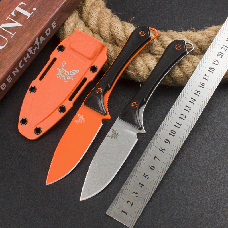 Benchmade 15201OR Altitude Fixed Blade Knife 3.08" CPM-S90V Orange DLC Drop Point, Santoprene Handles