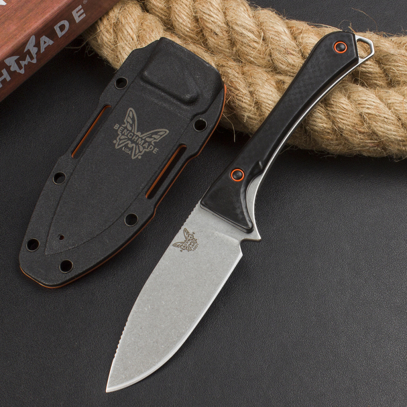 Benchmade 15201OR Altitude Fixed Blade Knife 3.08" CPM-S90V Orange DLC Drop Point, Santoprene Handles