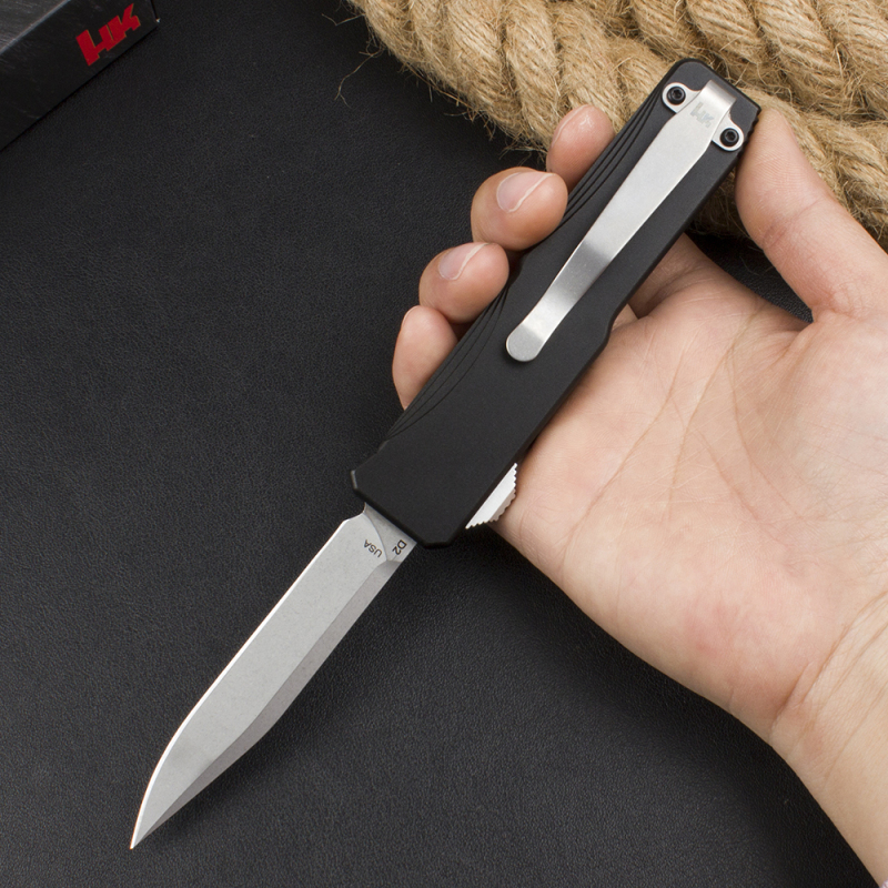 Benchmade HK 14800 AUTO OTF Knife 3.22" CPM-D2 Drop Point Plain Blade, T6 Handles