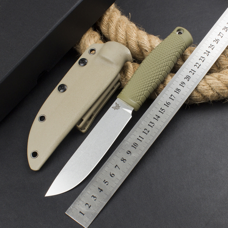 Benchmade Survival Fixed Blade Knife 5.19" 14c28N Drop Point Blade, Kraton Handles