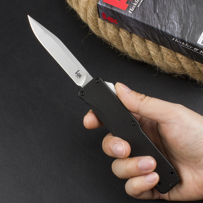 Benchmade HK 14800 AUTO OTF Knife 3.22" CPM-D2 Drop Point Plain Blade, T6 Handles