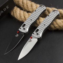 Benchmade 535BK-4 Bugout AXIS Folding Knife 3.30" D2 Plain Blade, Machined Aluminum Grenade pattern Handles