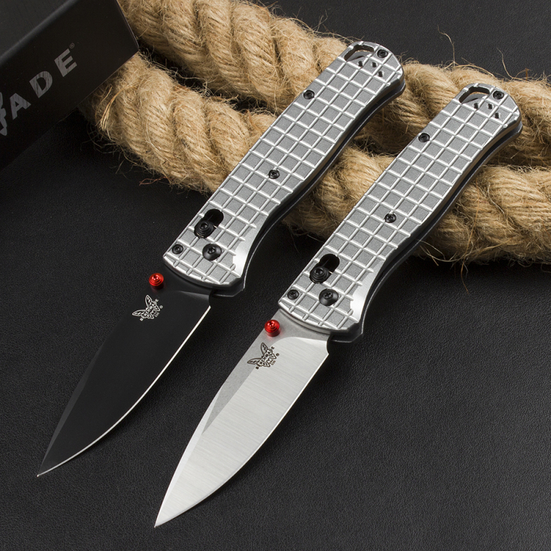 Benchmade 535BK-4 Bugout AXIS Folding Knife 3.30" D2 Plain Blade, Machined Aluminum Grenade pattern Handles