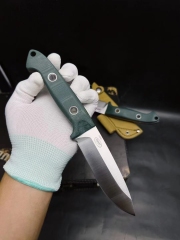 Benchmade Bushcrafter Fixed Blade Knife 4.4" CPM-S30V Satin Drop Point Blade Green G10 Handles Leather Sheath - A162