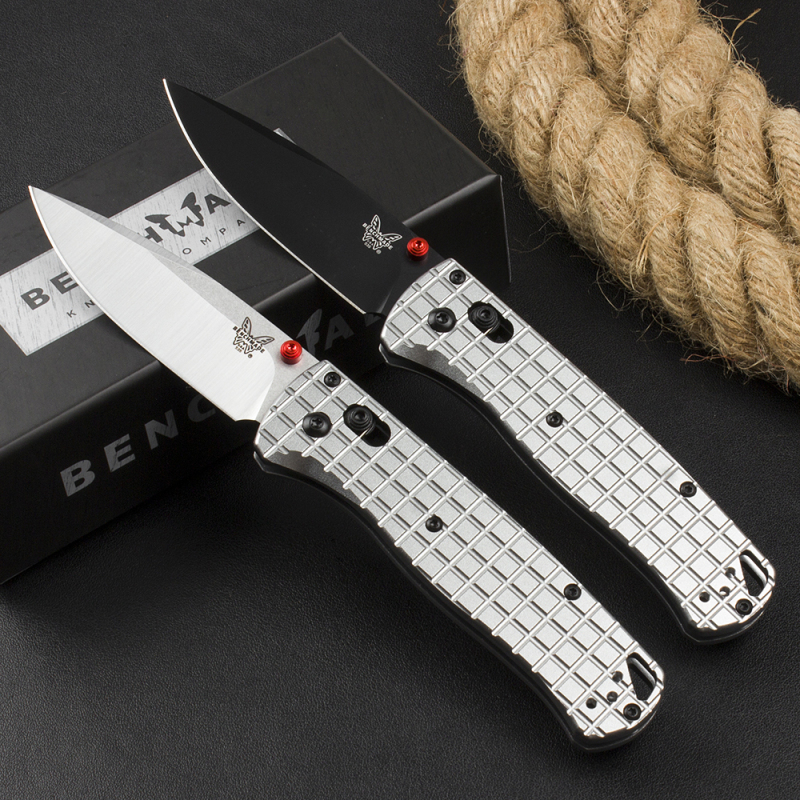 Benchmade 535BK-4 Bugout AXIS Folding Knife 3.30" D2 Plain Blade, Machined Aluminum Grenade pattern Handles