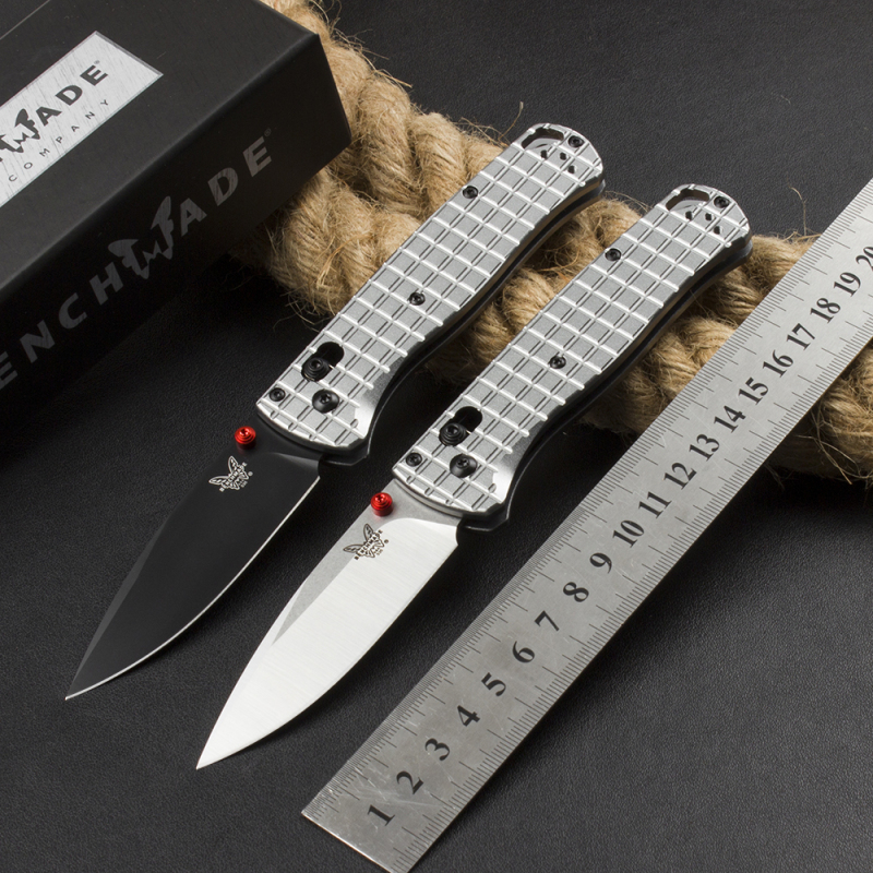 Benchmade 535BK-4 Bugout AXIS Folding Knife 3.30" D2 Plain Blade, Machined Aluminum Grenade pattern Handles