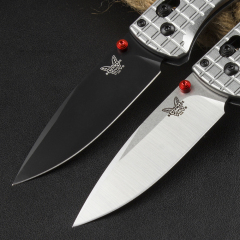 Benchmade 535BK-4 Bugout AXIS Folding Knife 3.30" D2 Plain Blade, Machined Aluminum Grenade pattern Handles