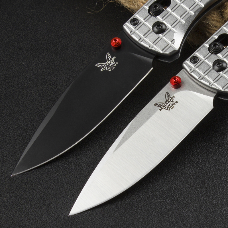 Benchmade 535BK-4 Bugout AXIS Folding Knife 3.30" D2 Plain Blade, Machined Aluminum Grenade pattern Handles