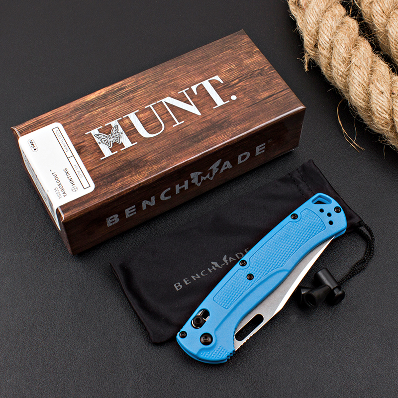 Benchmade Hunt Taggedout AXIS Folding Knife 3.46" CPM-154 Stonewashed Clip Point Blade, Grivory Handles - 15535