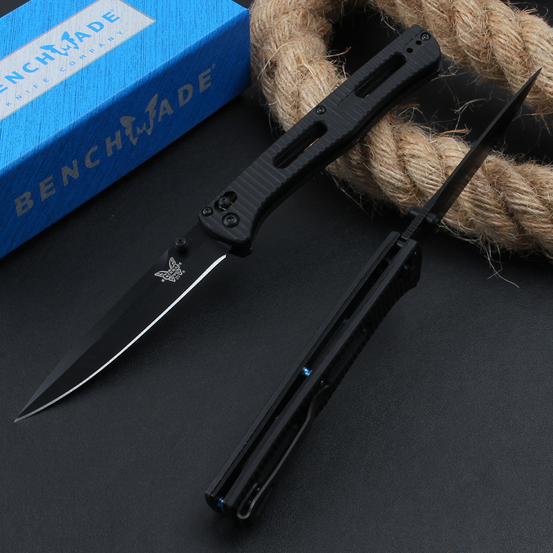 Benchmade 417BK Fact Folding Knife 3.85" S30V Black DLC Spear Point Blade, Grivory Handles