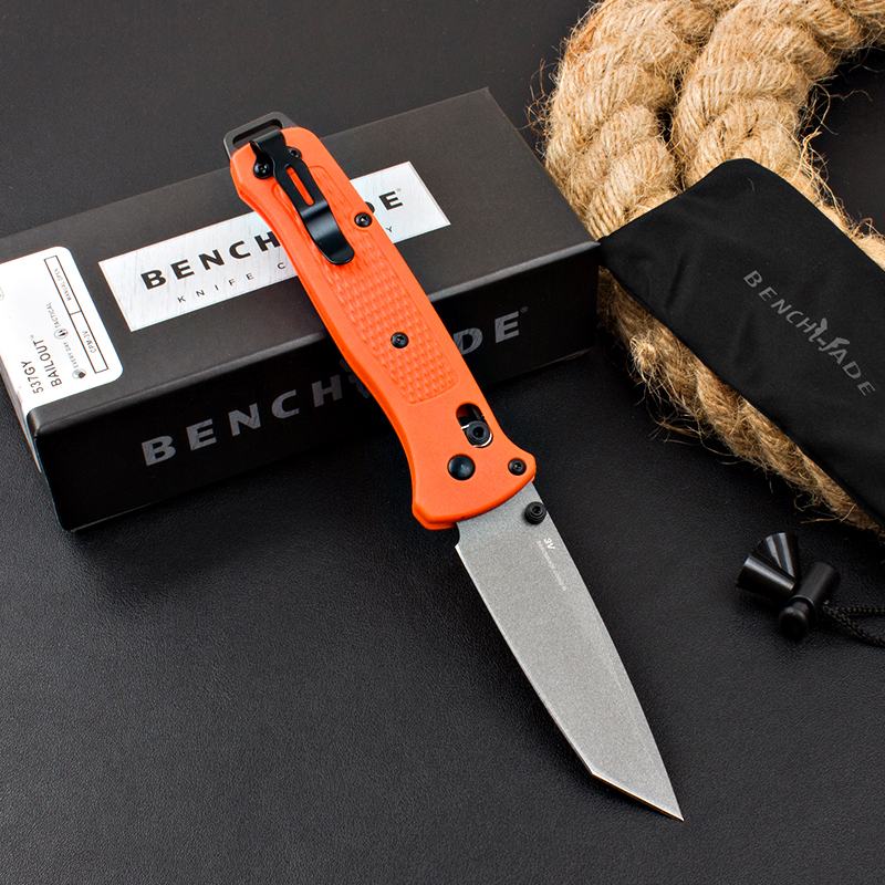 Benchmade Bailout AXIS Folding Knife 3.34" CPM-3V Tanto Plain Blade, Nylon Fiber Handles - 537GY-1
