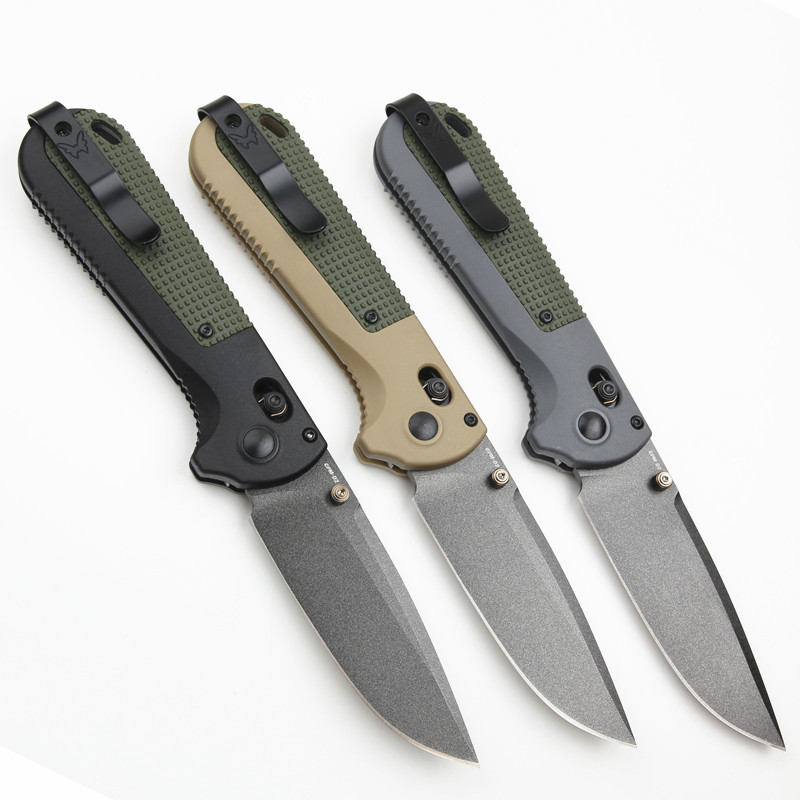 Benchmade Redoubt AXIS Folding Knife 3.54" CPM-D2 Plain Blade, Grivory Handles - 430BK