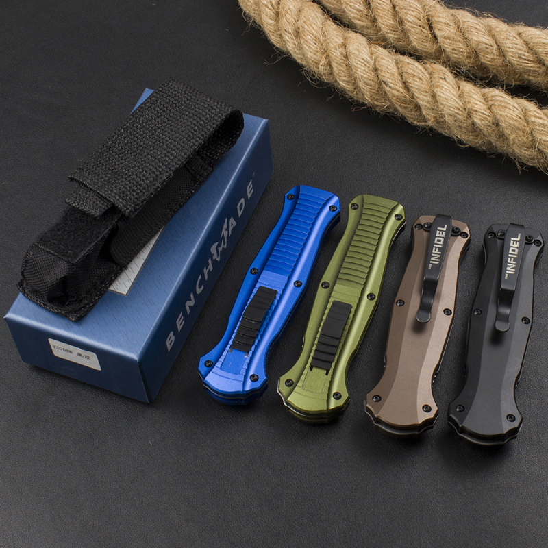Benchmade 3300BK Infidel Dagger AUTO OTF Knife 3.85" D2 Black Double Edge Blade, Aluminum Alloy Handles