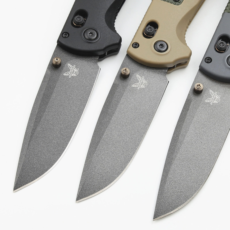Benchmade Redoubt AXIS Folding Knife 3.54" CPM-D2 Plain Blade, Grivory Handles - 430BK