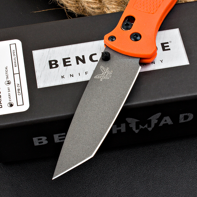 Benchmade Bailout AXIS Folding Knife 3.34" CPM-3V Tanto Plain Blade, Nylon Fiber Handles - 537GY-1