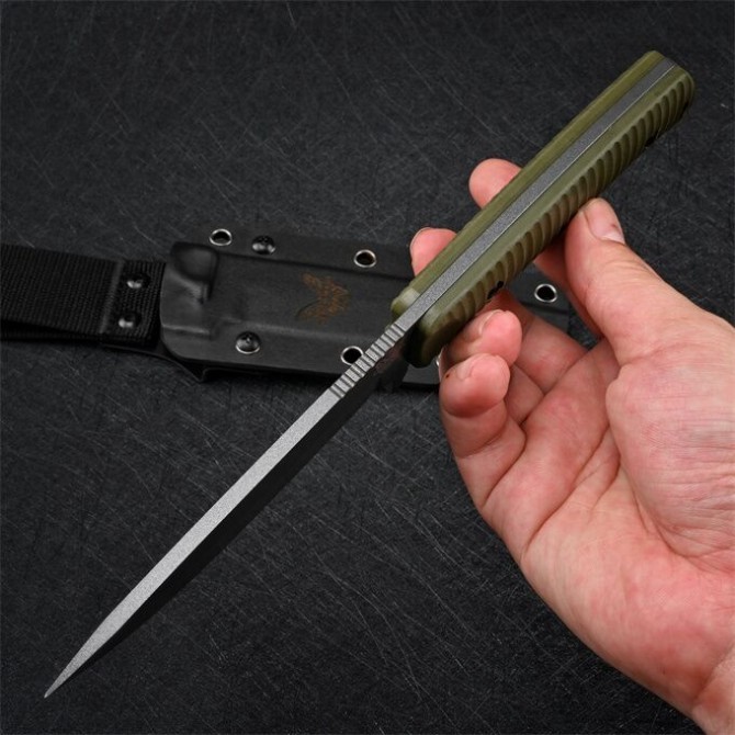 Benchmade Anonimus Fixed Blade Knife 4.40" DC53 Gray Drop Point, OD Green G10 Handles - 539GY