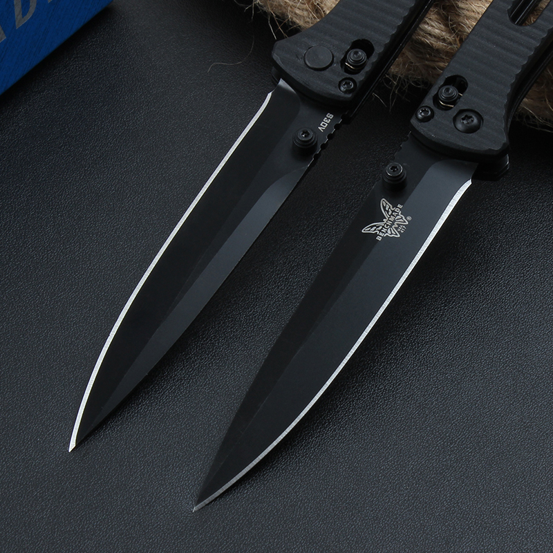 Benchmade 417BK Fact Folding Knife 3.85" S30V Black DLC Spear Point Blade, Grivory Handles