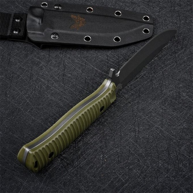 Benchmade Anonimus Fixed Blade Knife 4.40" DC53 Gray Drop Point, OD Green G10 Handles - 539GY