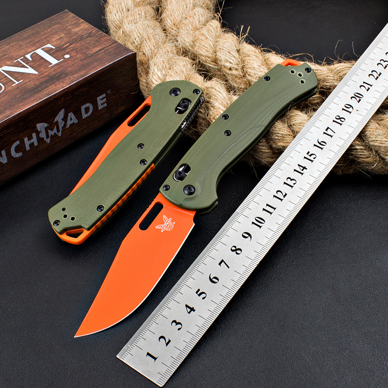 Benchmade Hunt Taggedout AXIS Folding Knife 3.46" CPM-154 Stonewashed Clip Point Blade, Green Grivory Handles - 15535