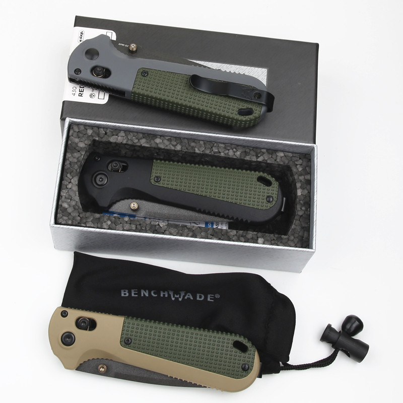Benchmade Redoubt AXIS Folding Knife 3.54" CPM-D2 Plain Blade, Grivory Handles - 430BK
