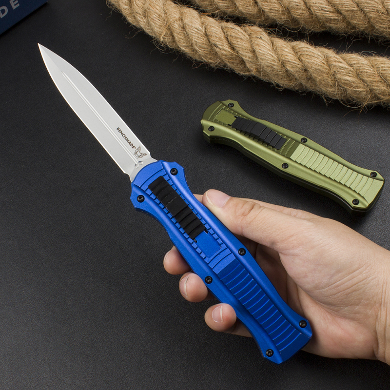 Benchmade 3300BK Infidel Dagger AUTO OTF Knife 3.85" D2 Black Double Edge Blade, Aluminum Alloy Handles