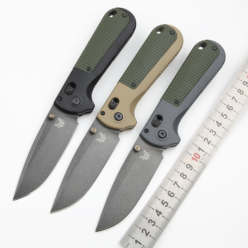 Benchmade Redoubt AXIS Folding Knife 3.54" CPM-D2 Plain Blade, Grivory Handles - 430BK