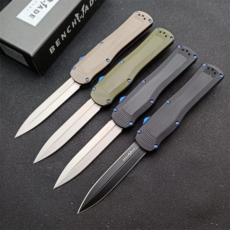 Benchmade Autocrat AUTO OTF Knife 3.54" DLC S30V Double Edge Dagger Blade, OD G10 Handles - 3400BK-1