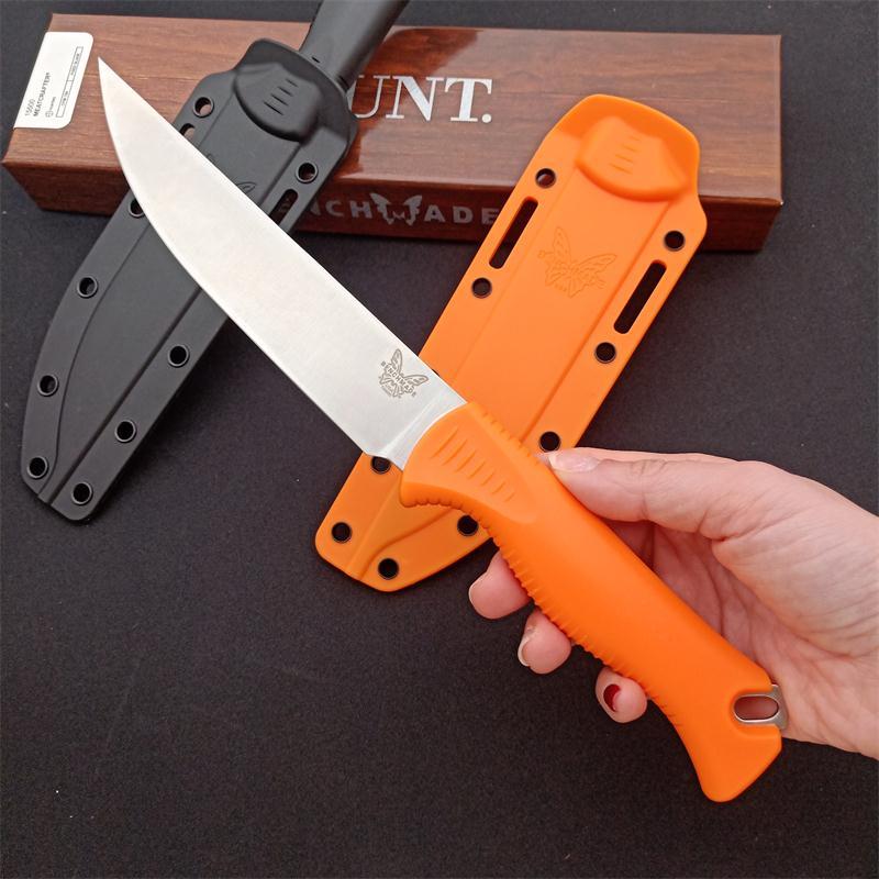 Benchmade Hunt Meatcrafter Fixed Blade Knife 5.70" CPM-154 Stonewashed Trailing Point Blade, Santoprene Handles - 15500-04
