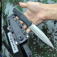 Benchmade 133BK Fixed Blade Knife 4.52" D2 Blade,  Grivory Handles Leather Sheath - 133